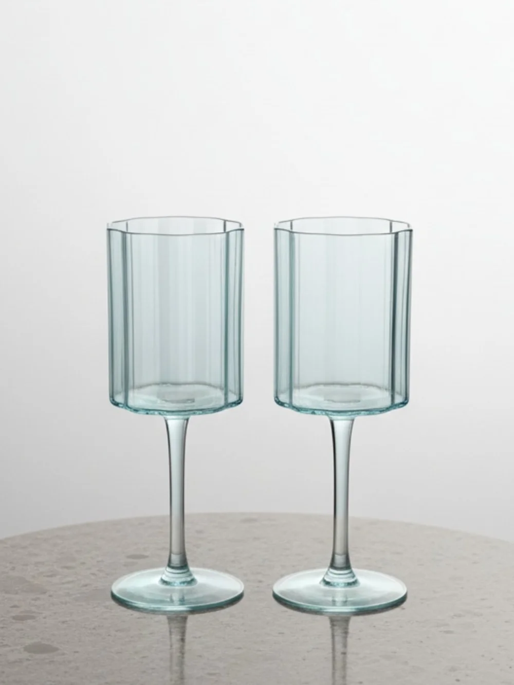 Blue-Tinted Tall Wine Glasses — Set of 2